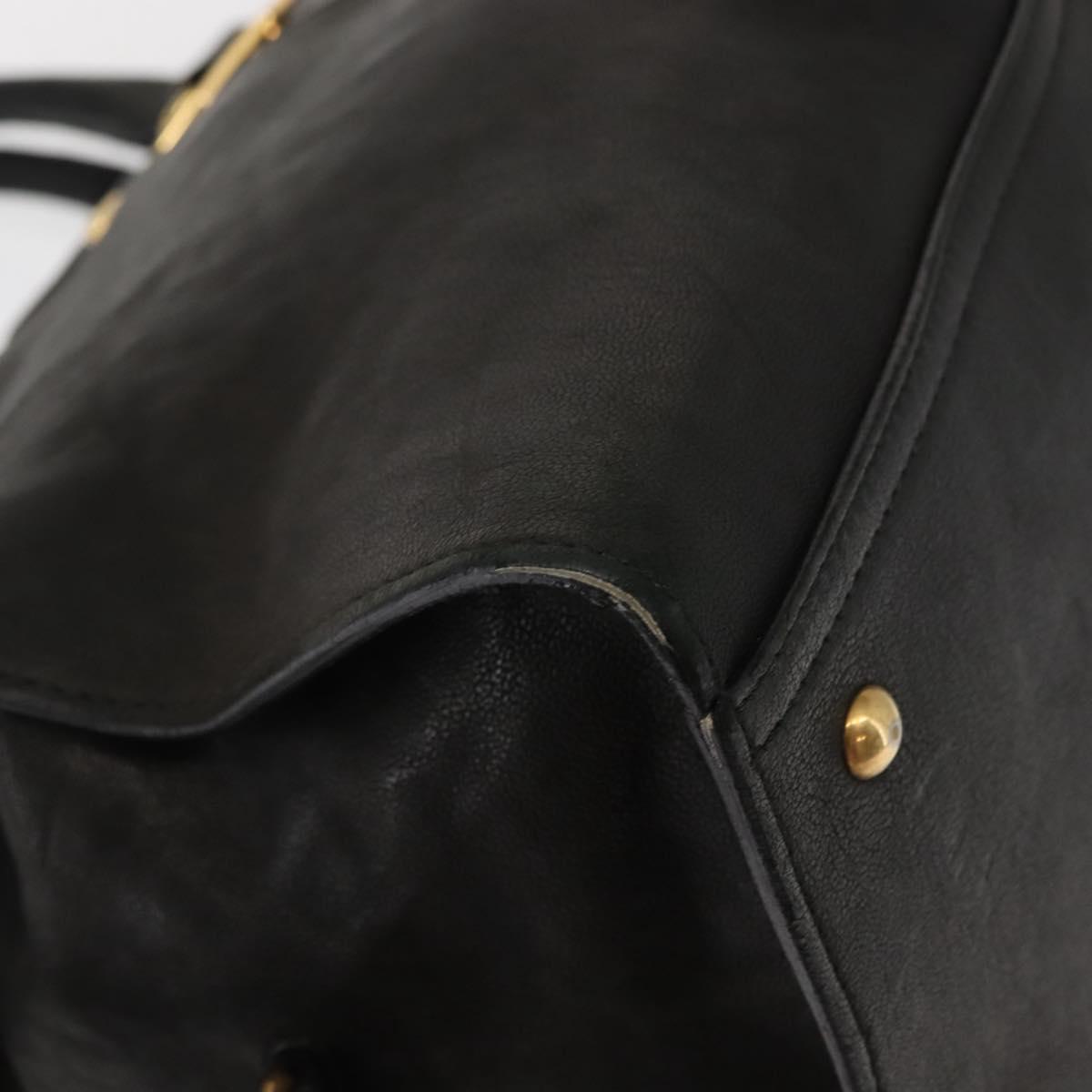 SAINT LAURENT Cavas chic Hand Bag Leather Black Gold 279079 Auth bs30132