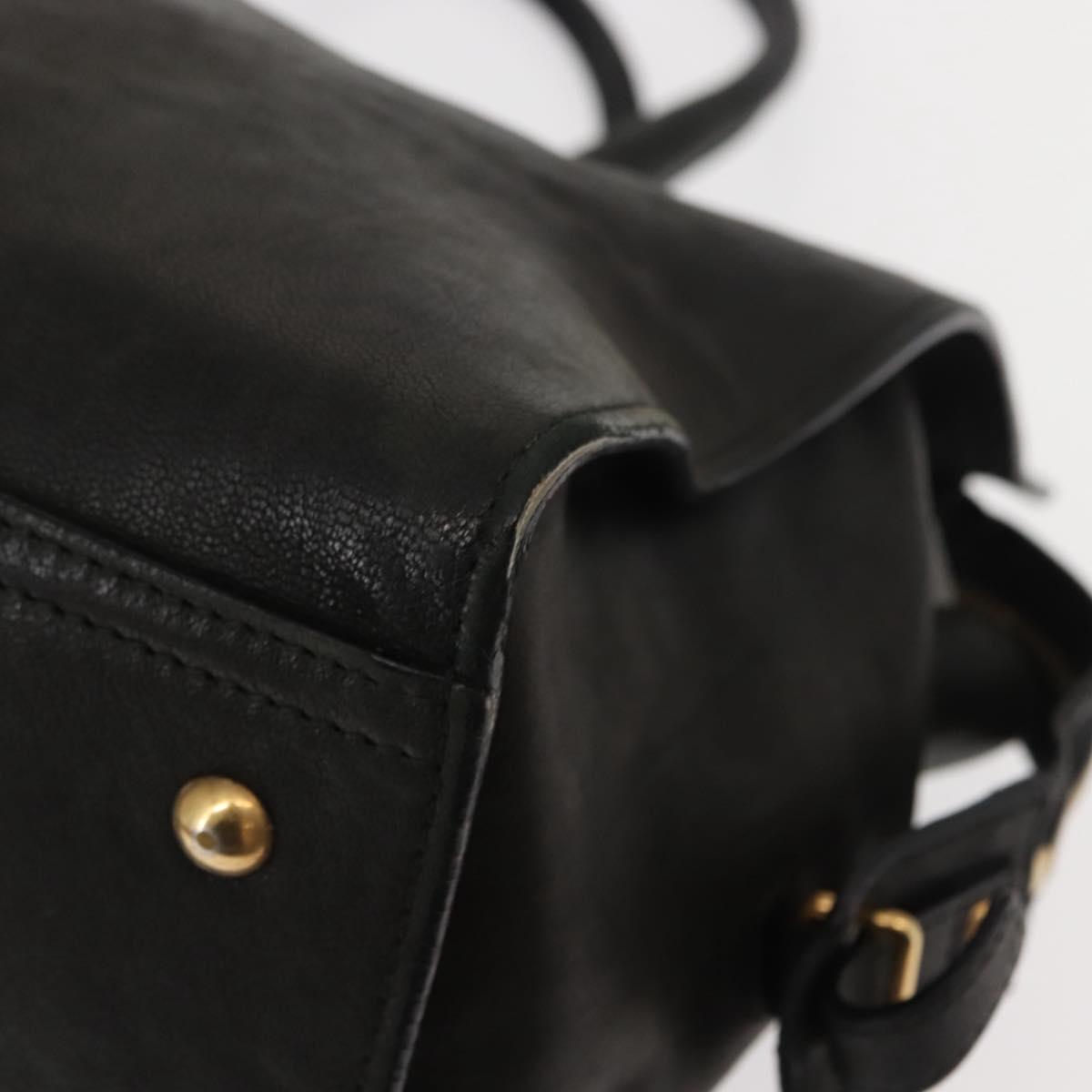 SAINT LAURENT Cavas chic Hand Bag Leather Black Gold 279079 Auth bs30132