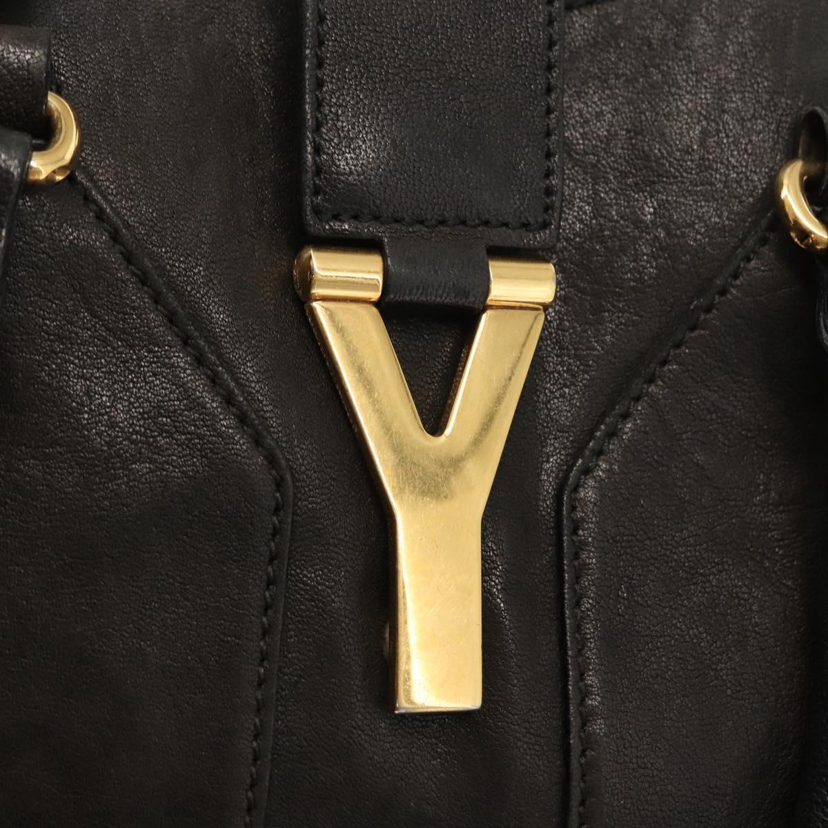 SAINT LAURENT Cavas chic Hand Bag Leather Black Gold 279079 Auth bs30132