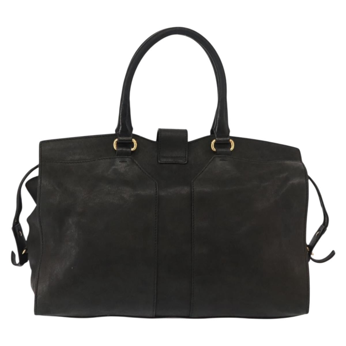 SAINT LAURENT Cavas chic Hand Bag Leather Black Gold 279079 Auth bs30132