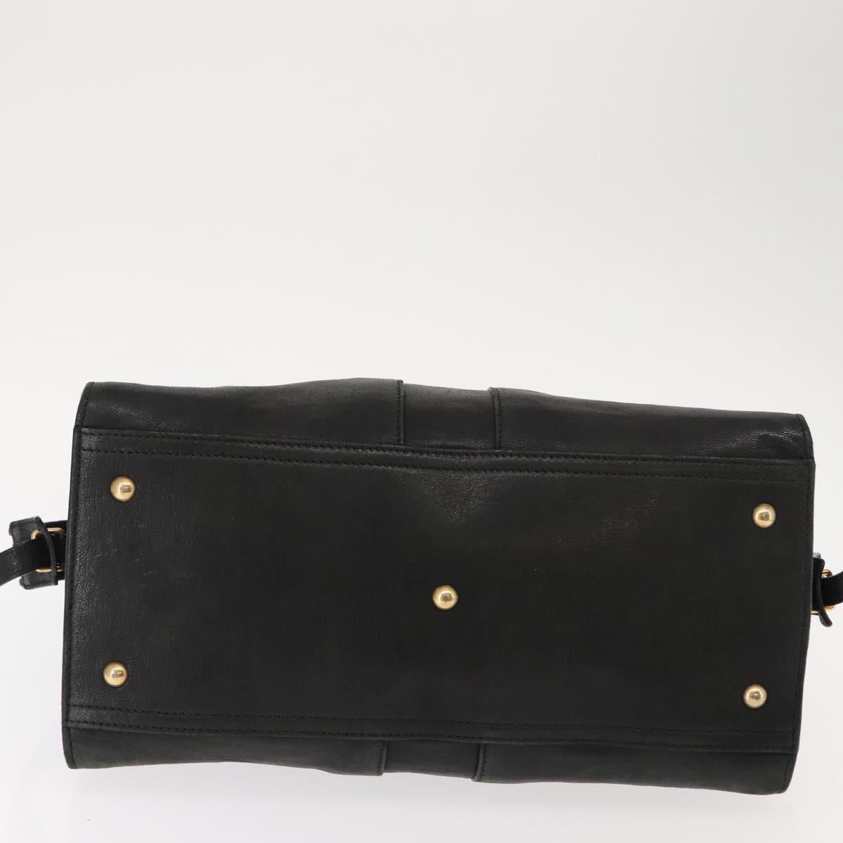 SAINT LAURENT Cavas chic Hand Bag Leather Black Gold 279079 Auth bs30132