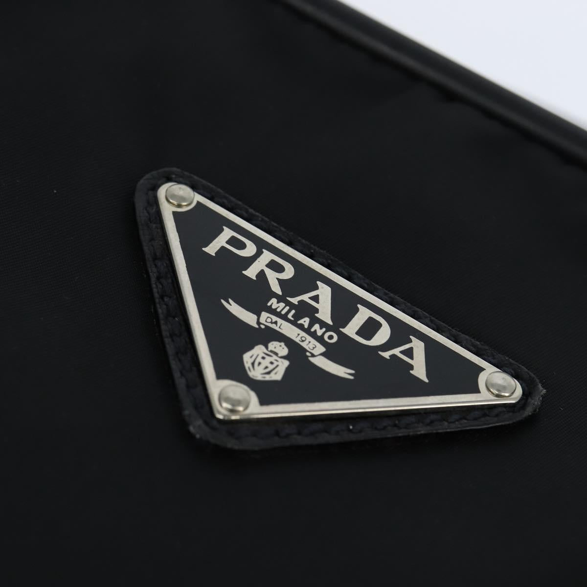 PRADA Business Bag Nylon Black Silver Auth bs30135