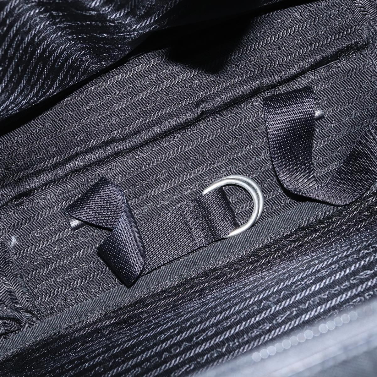 PRADA Business Bag Nylon Black Silver Auth bs30135