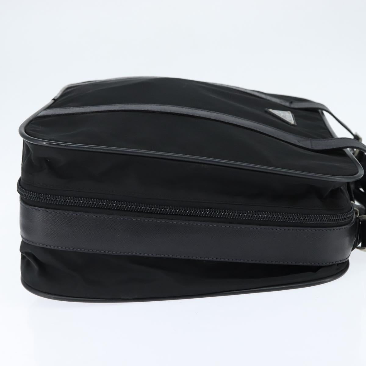 PRADA Business Bag Nylon Black Silver Auth bs30135