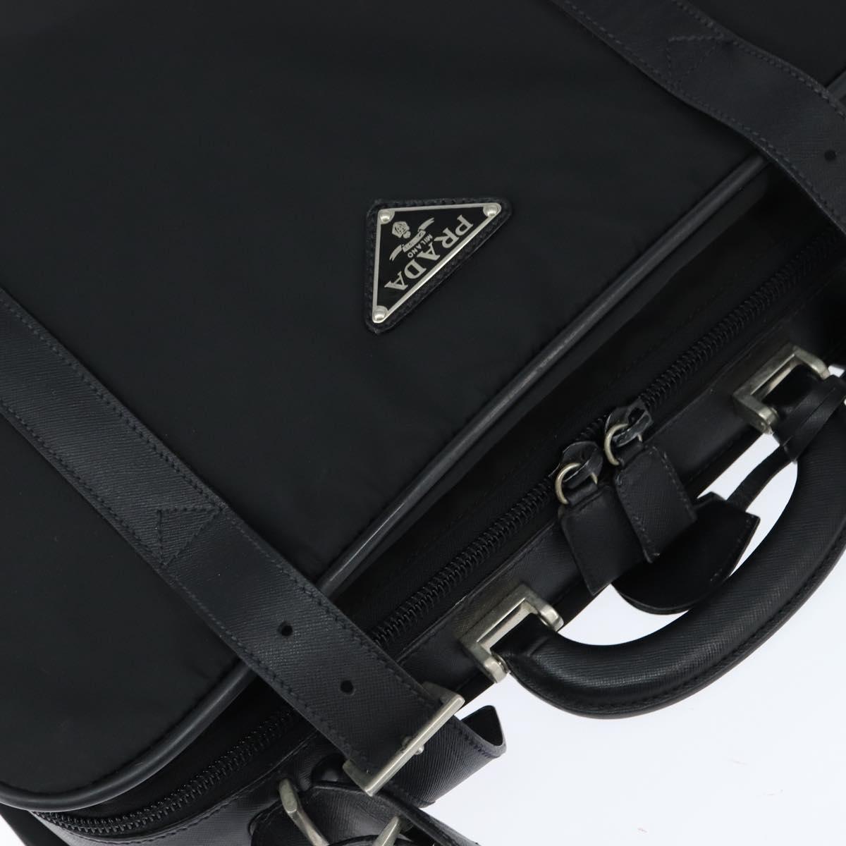 PRADA Business Bag Nylon Black Silver Auth bs30135