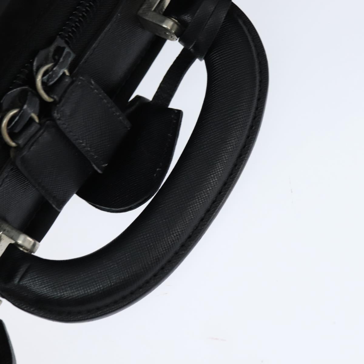 PRADA Business Bag Nylon Black Silver Auth bs30135
