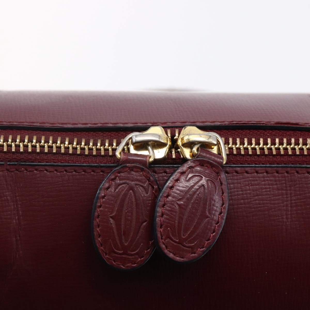 CARTIER Must Line Tote Bag Leather Bordeaux Gold Auth bs30136