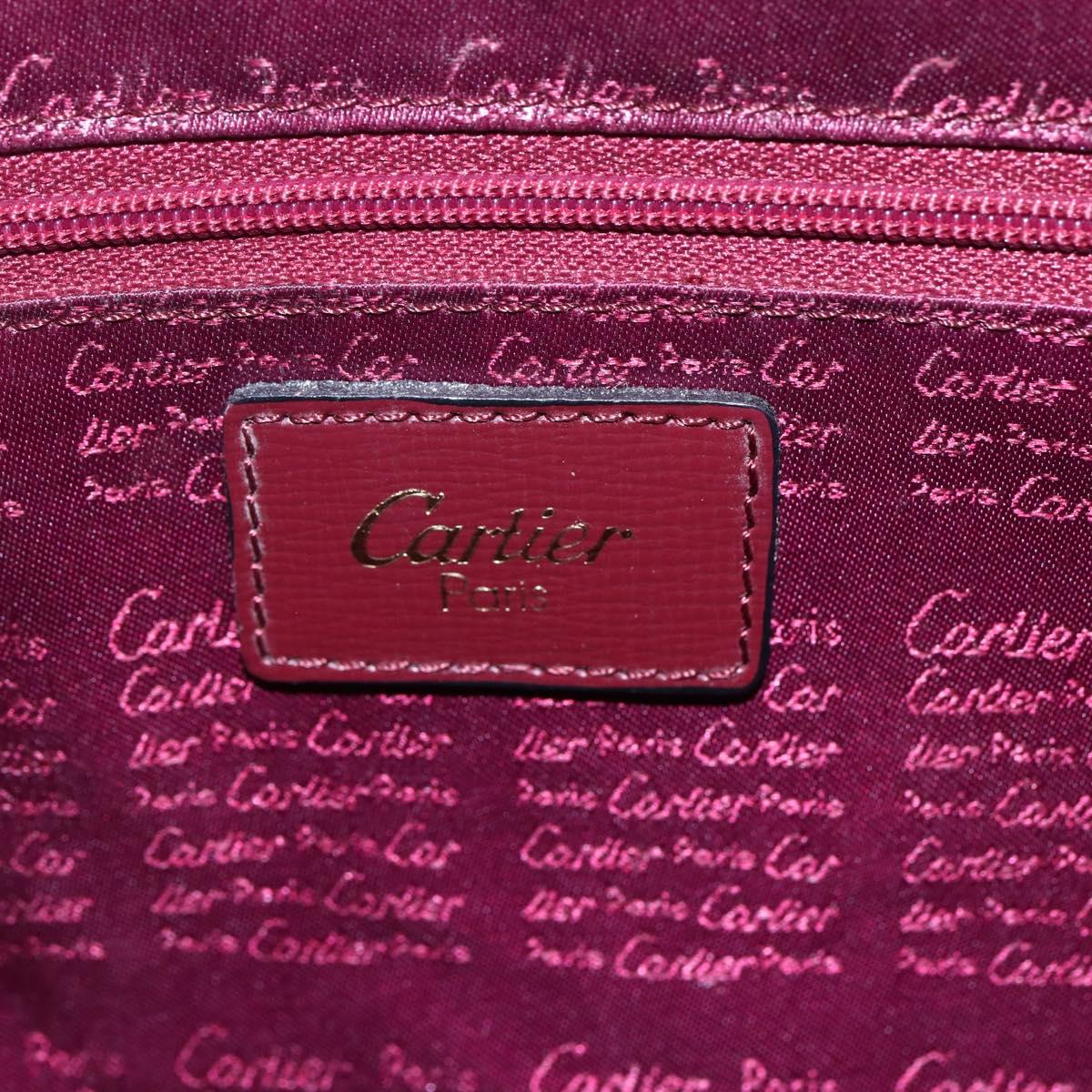 CARTIER Must Line Tote Bag Leather Bordeaux Gold Auth bs30136