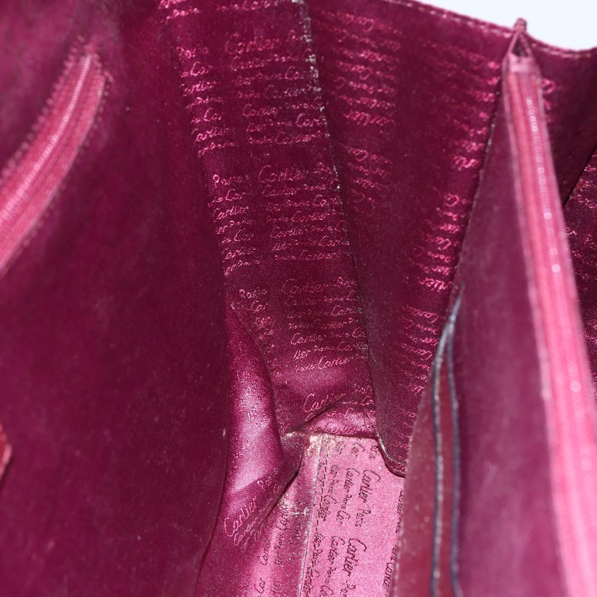 CARTIER Must Line Tote Bag Leather Bordeaux Gold Auth bs30136