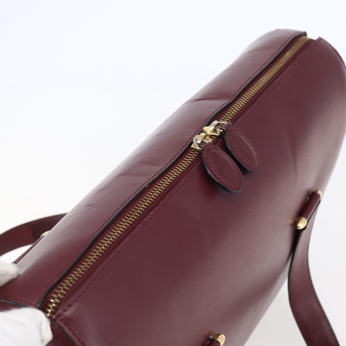 CARTIER Must Line Tote Bag Leather Bordeaux Gold Auth bs30136