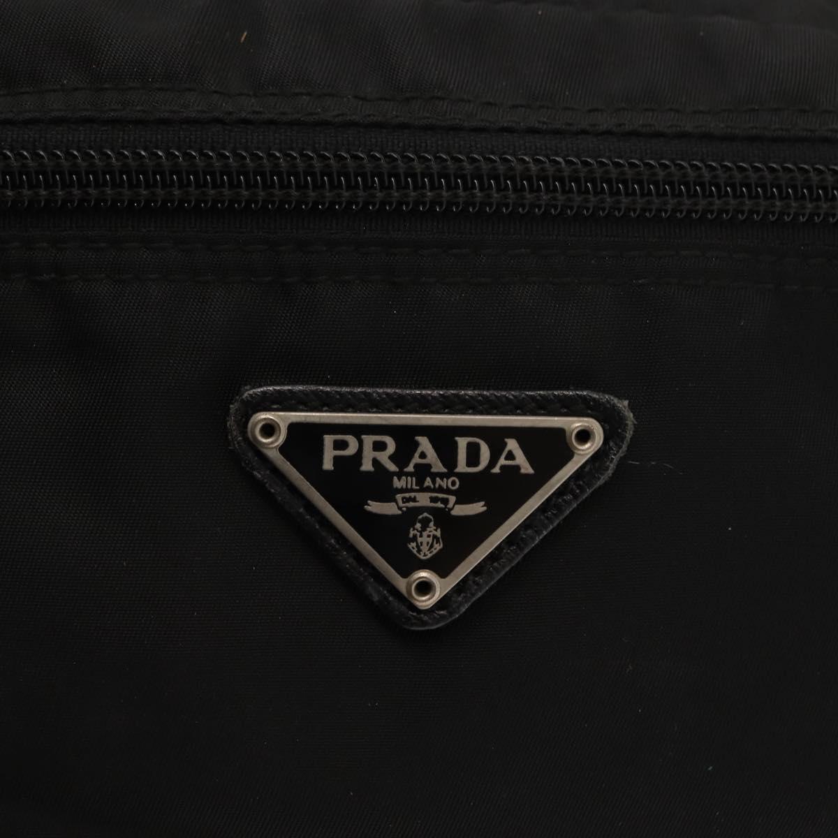 PRADA Vanity Bag Nylon Black Silver Auth bs30138