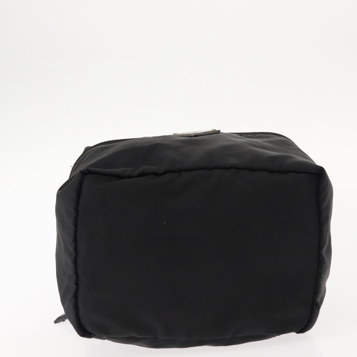 PRADA Vanity Bag Nylon Black Silver Auth bs30138