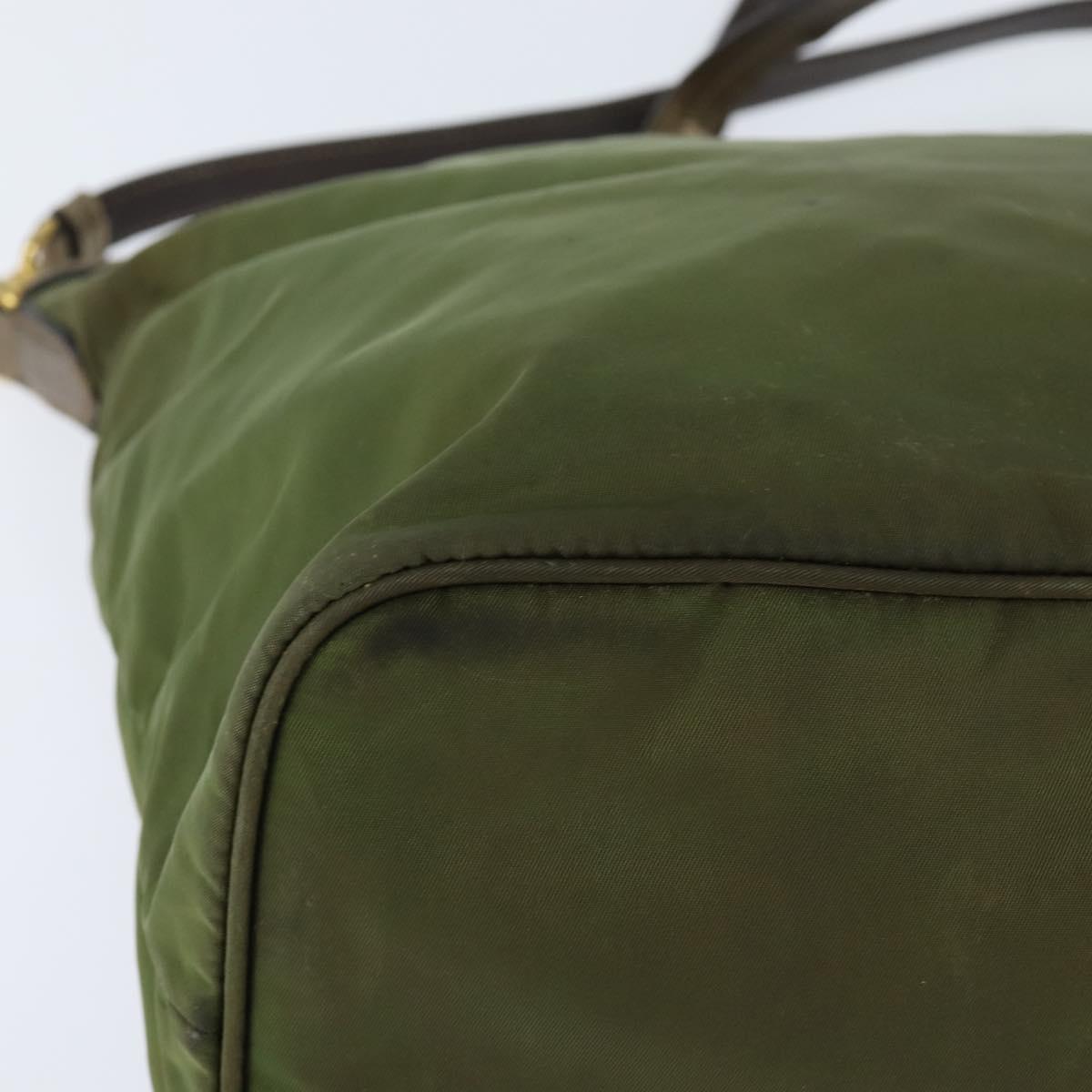 PRADA Tote Bag Nylon Khaki Gold Auth bs30152