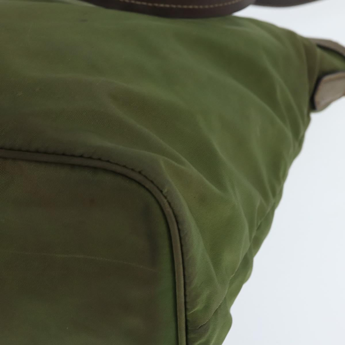 PRADA Tote Bag Nylon Khaki Gold Auth bs30152