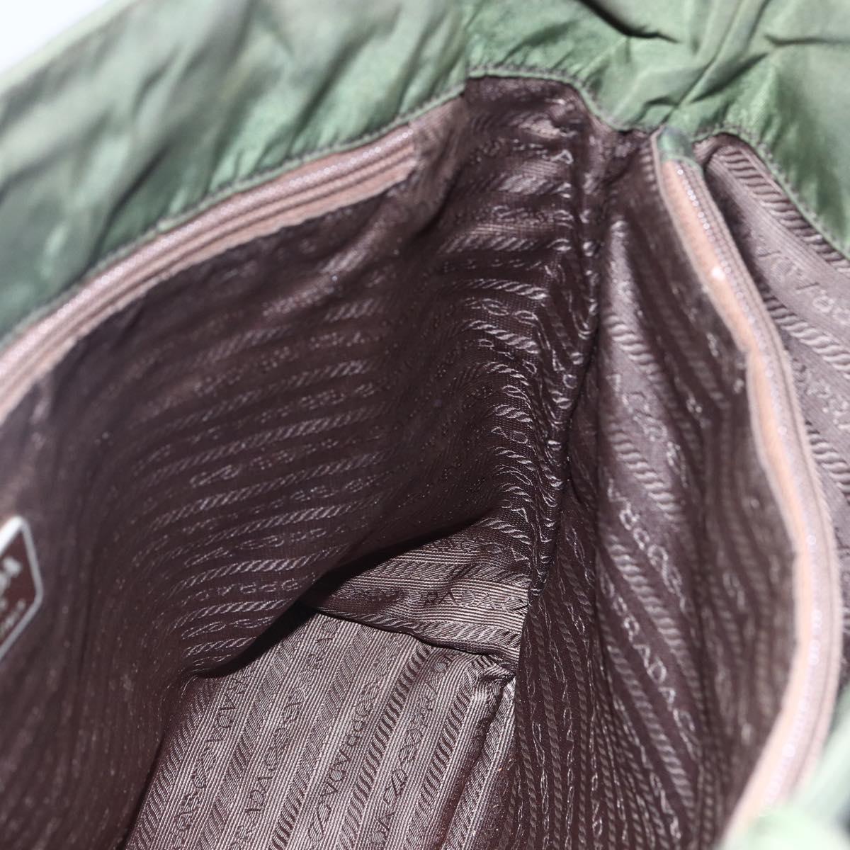 PRADA Tote Bag Nylon Khaki Silver Auth bs30154