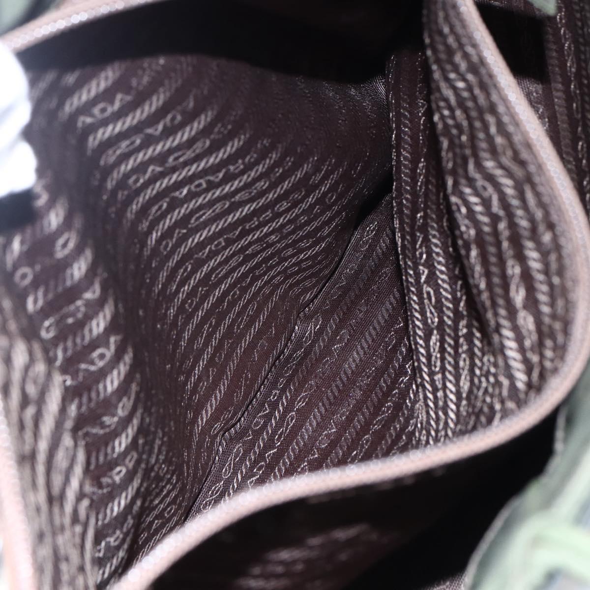 PRADA Tote Bag Nylon Khaki Silver Auth bs30154