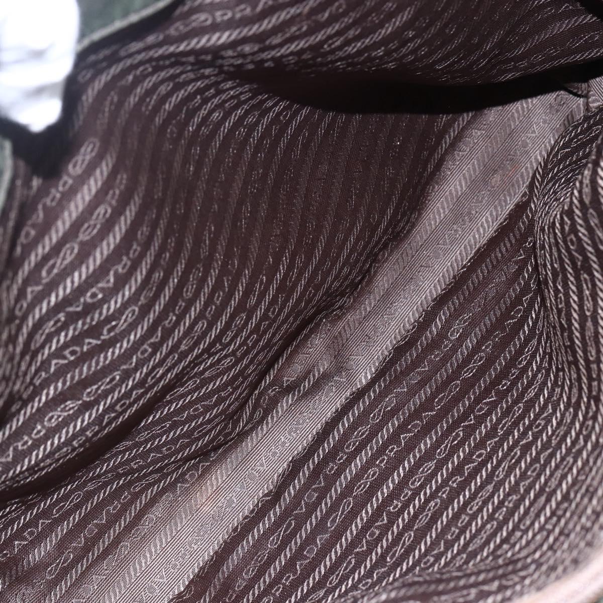 PRADA Tote Bag Nylon Khaki Silver Auth bs30154