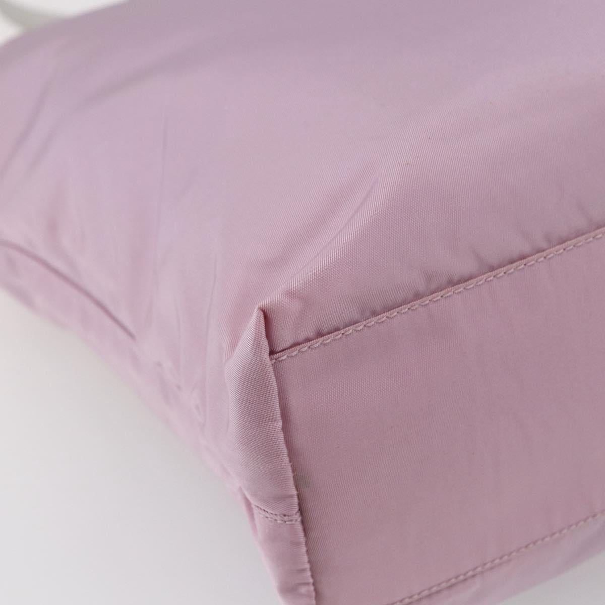 PRADA Tote Bag Nylon Pink Silver Auth bs30156