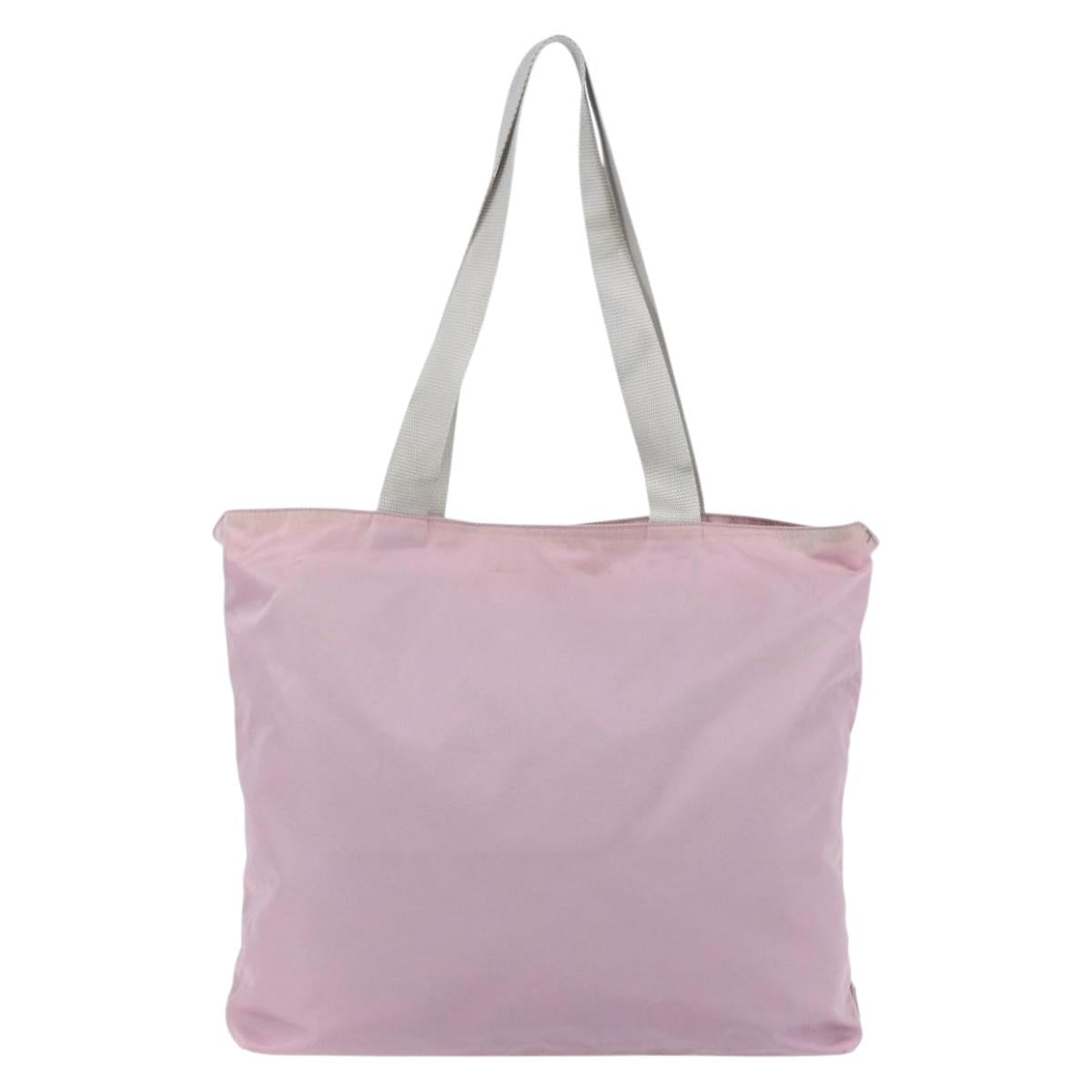 PRADA Tote Bag Nylon Pink Silver Auth bs30156