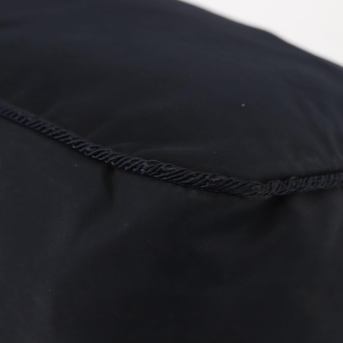 PRADA Beads Fringe Hand Bag Nylon Navy Gold Auth bs30157