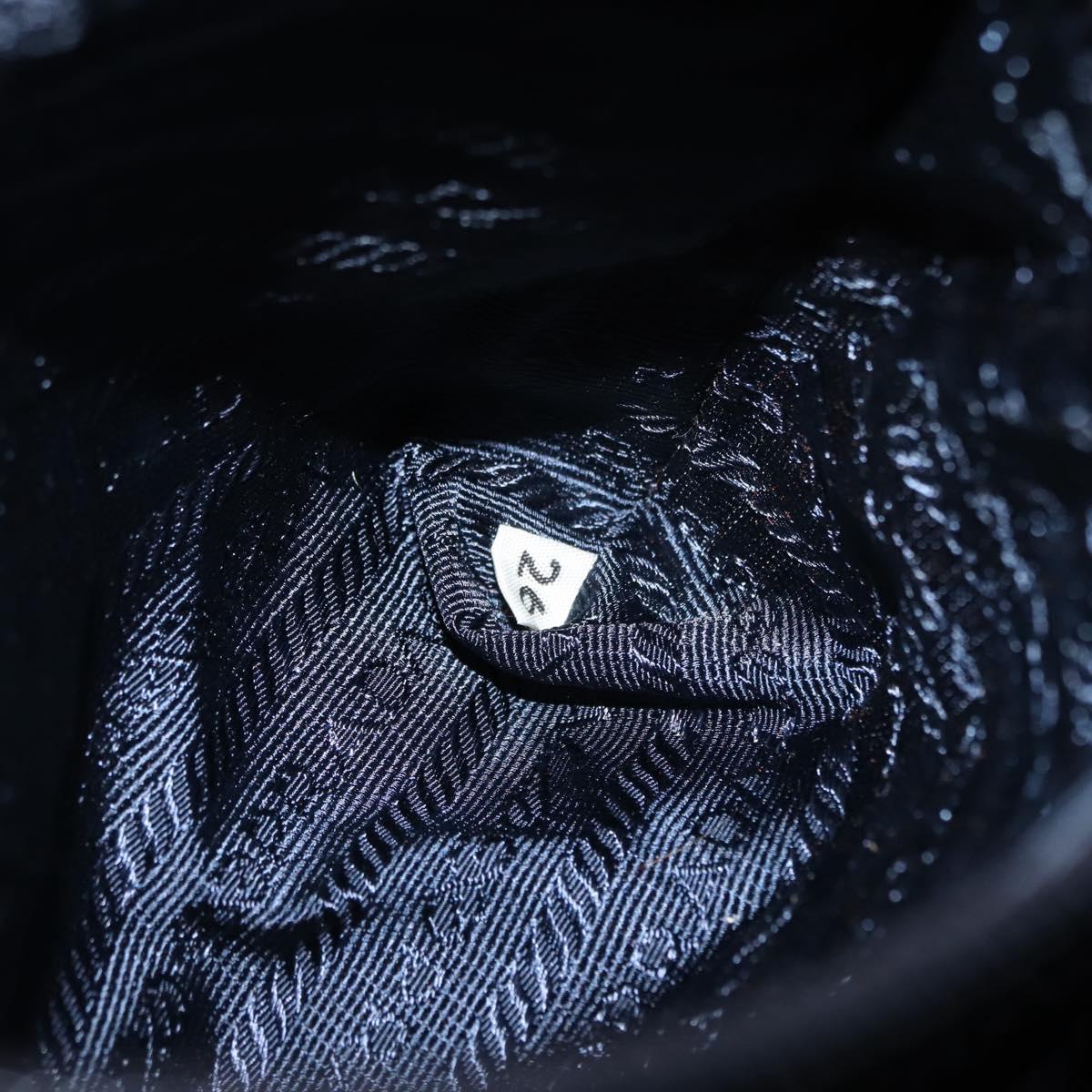 PRADA Beads Fringe Hand Bag Nylon Navy Gold Auth bs30157