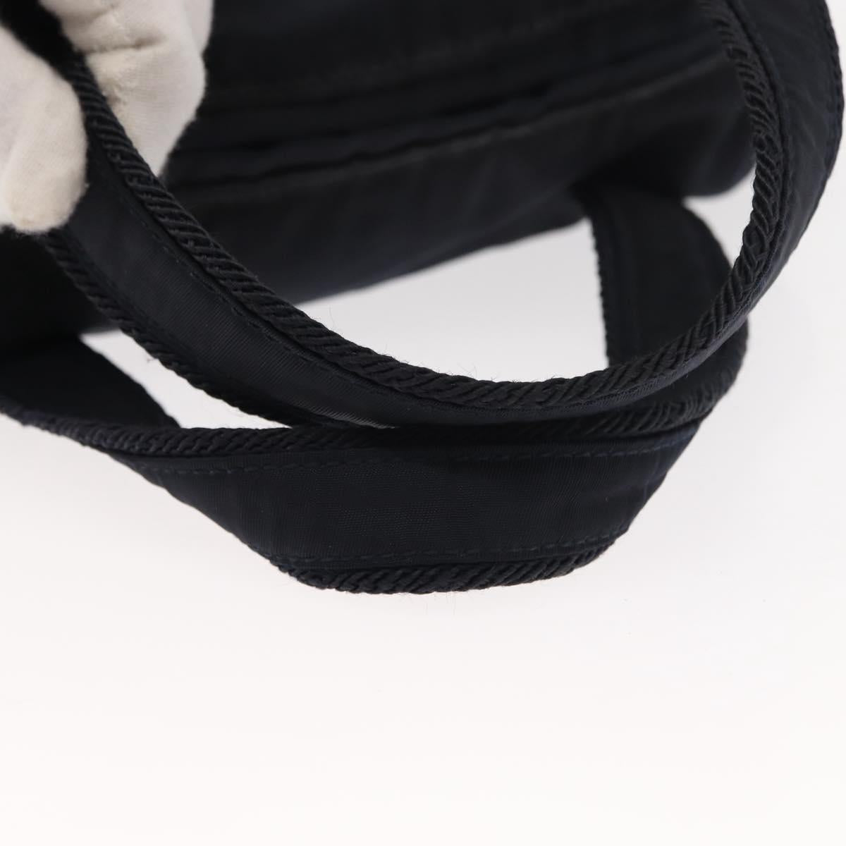 PRADA Beads Fringe Hand Bag Nylon Navy Gold Auth bs30157