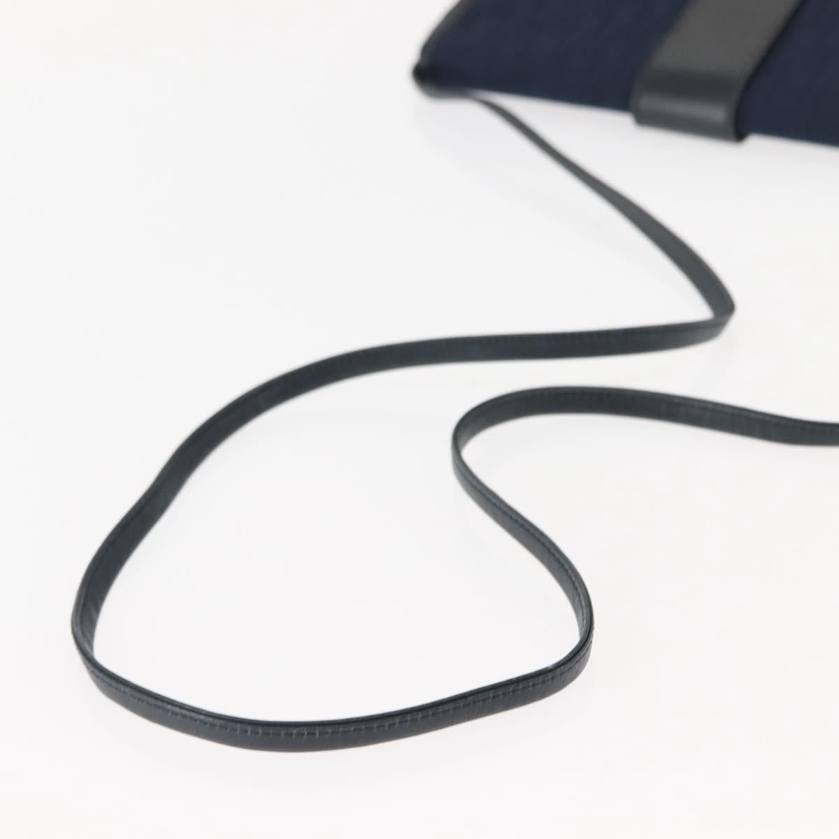 Christian Dior Trotter Canvas Shoulder Bag Navy Gold Auth bs30159