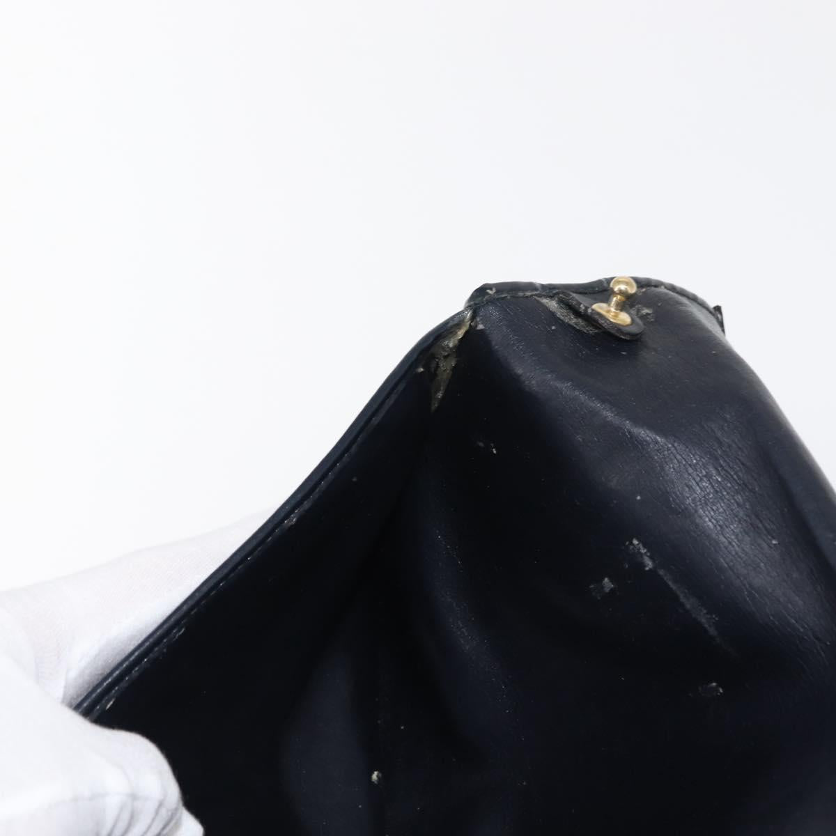 Christian Dior Trotter Canvas Clutch Bag Navy Gold Auth bs30160