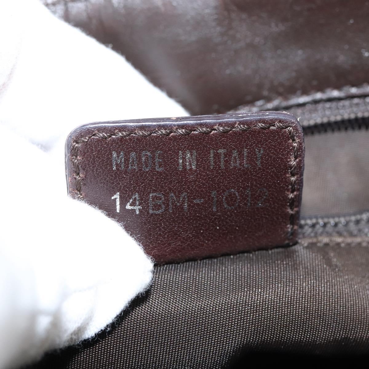 Christian Dior Trotter Canvas Shoulder Bag Brown Silver Auth bs30163