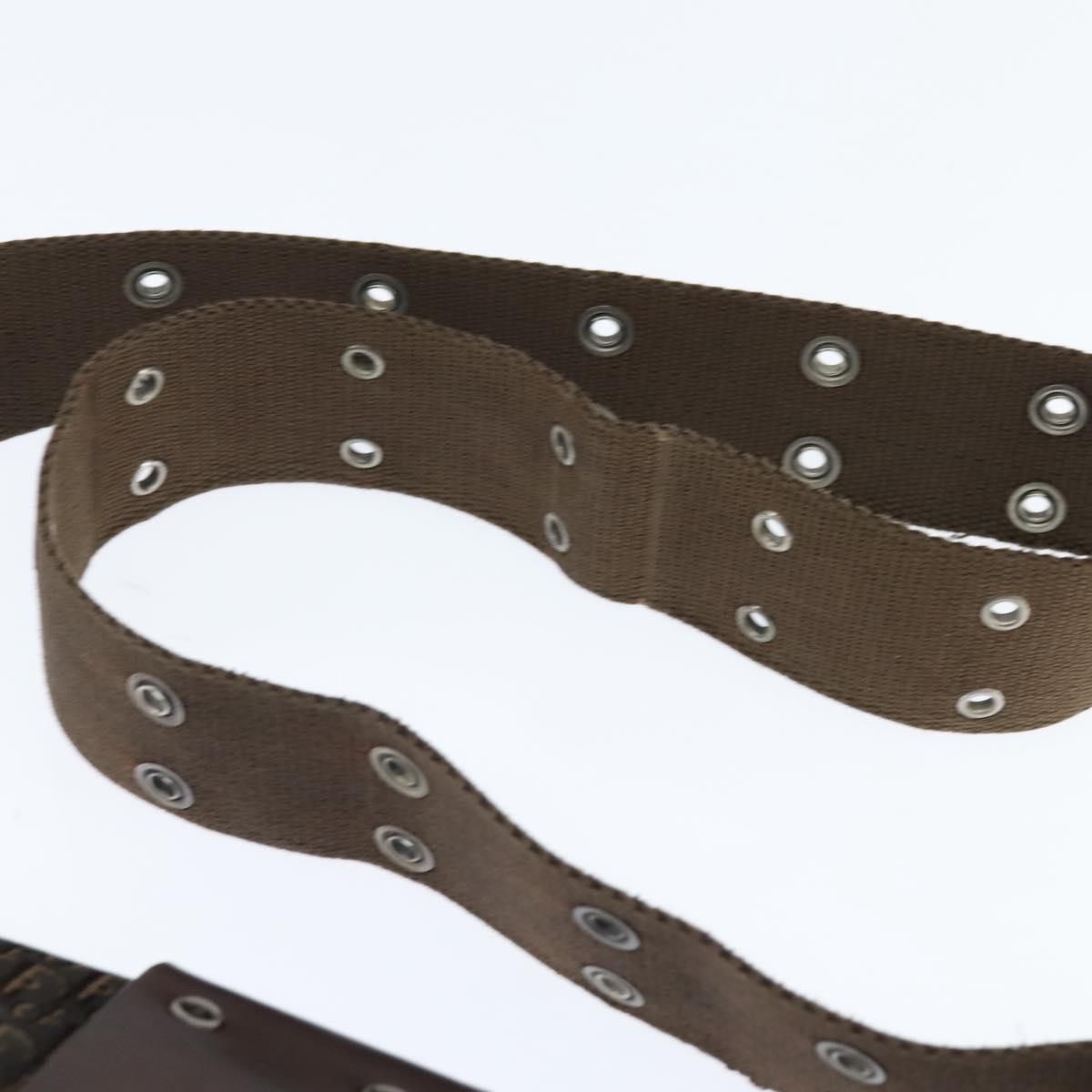 Christian Dior Trotter Canvas Shoulder Bag Brown Silver Auth bs30163