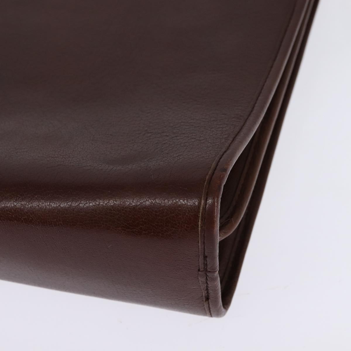 Christian Dior Shoulder Bag Leather Brown Gold Auth bs30166