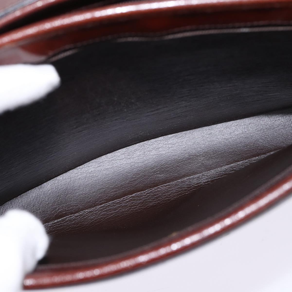 Christian Dior Shoulder Bag Leather Brown Gold Auth bs30166