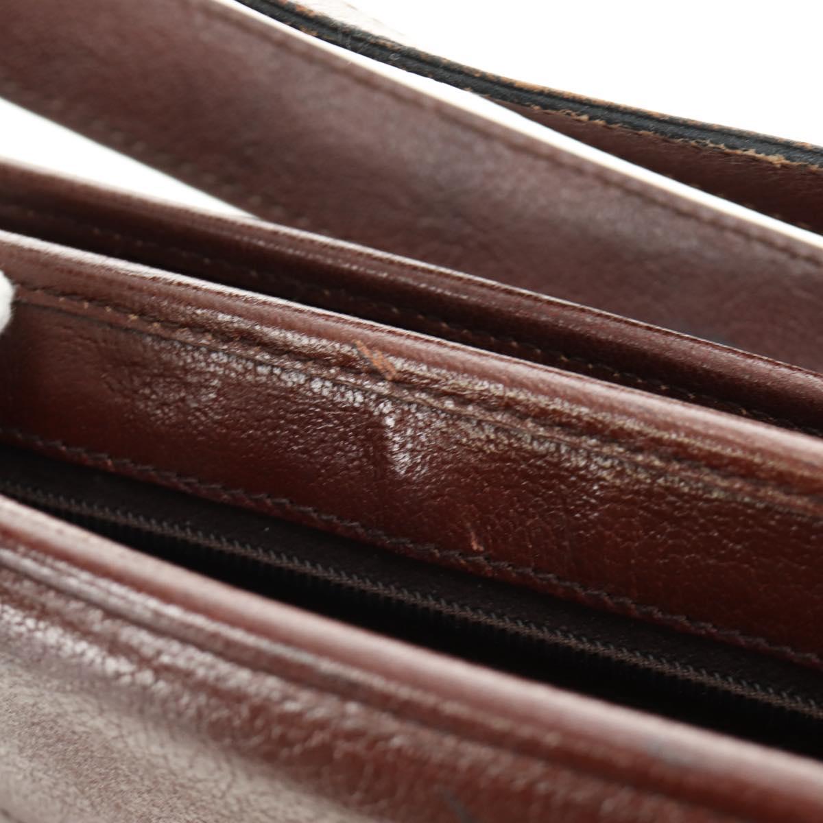 Christian Dior Shoulder Bag Leather Brown Gold Auth bs30166