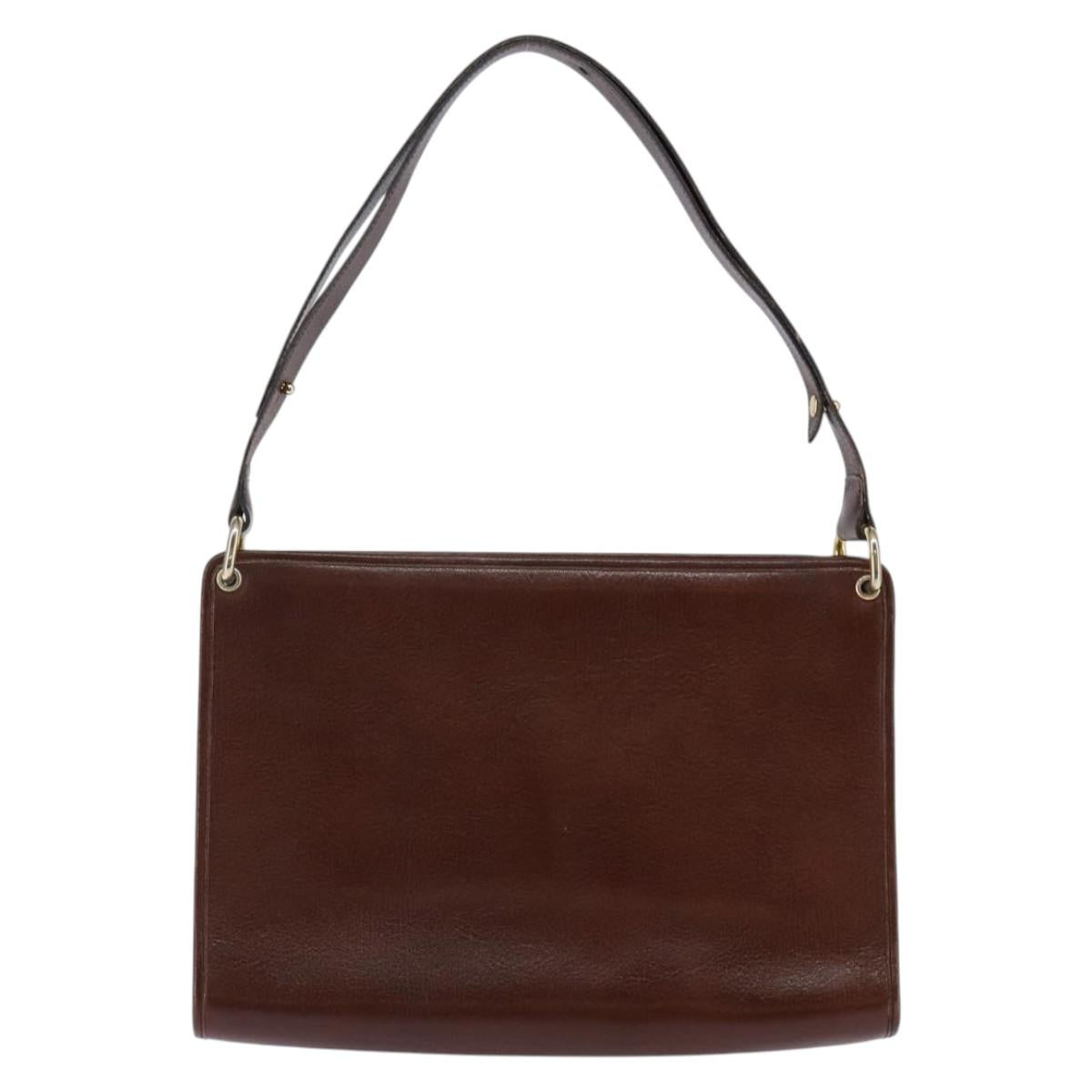 Christian Dior Shoulder Bag Leather Brown Gold Auth bs30166