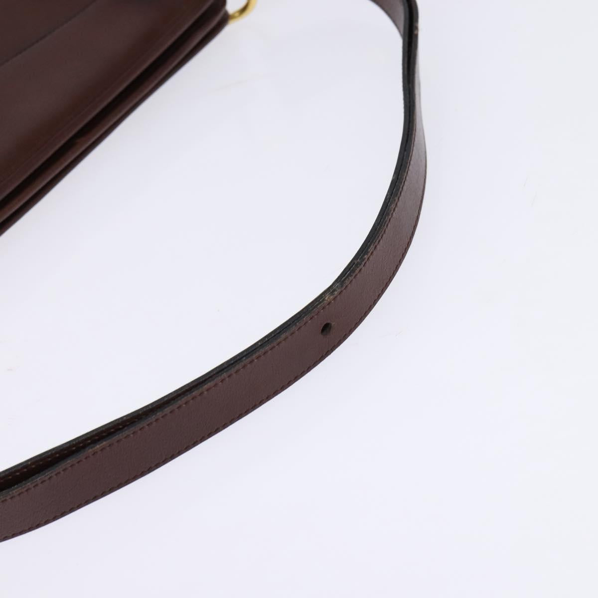 Christian Dior Shoulder Bag Leather Brown Gold Auth bs30166