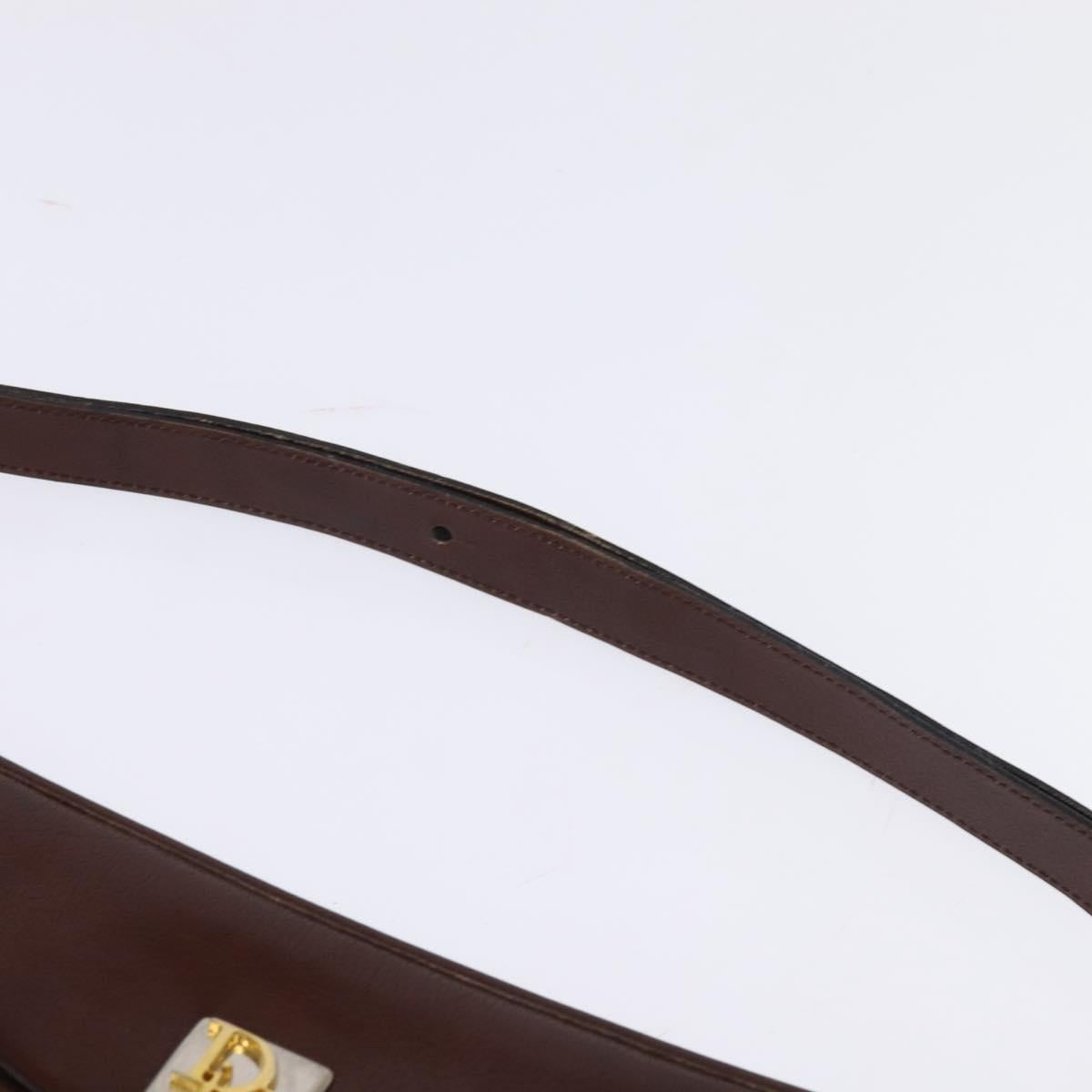 Christian Dior Shoulder Bag Leather Brown Gold Auth bs30166