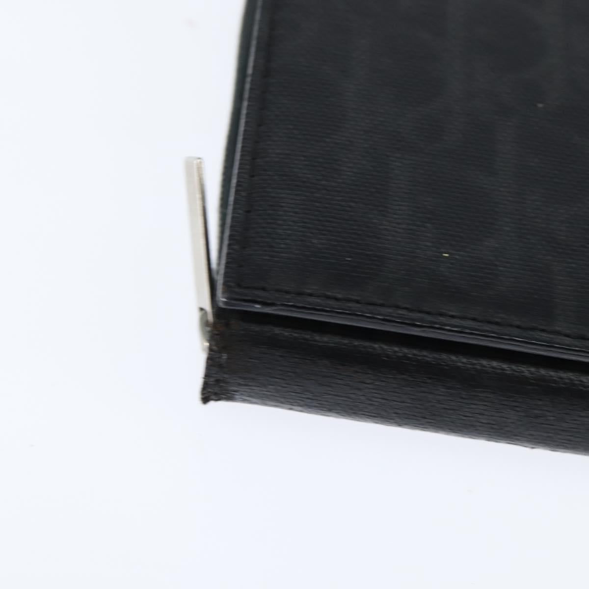 Christian Dior Trotter Canvas Wallet Shoulder Bag PVC Black Silver Auth bs30176