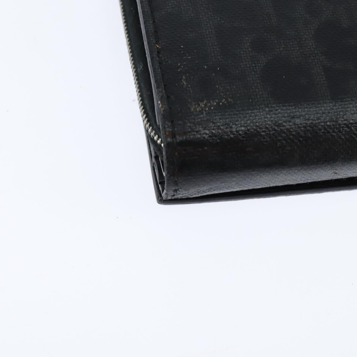 Christian Dior Trotter Canvas Wallet Shoulder Bag PVC Black Silver Auth bs30176