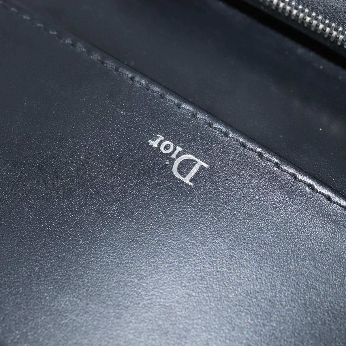 Christian Dior Trotter Canvas Wallet Shoulder Bag PVC Black Silver Auth bs30176