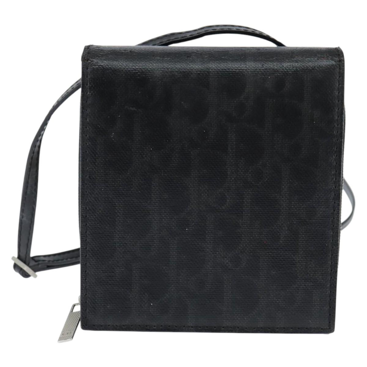 Christian Dior Trotter Canvas Wallet Shoulder Bag PVC Black Silver Auth bs30176