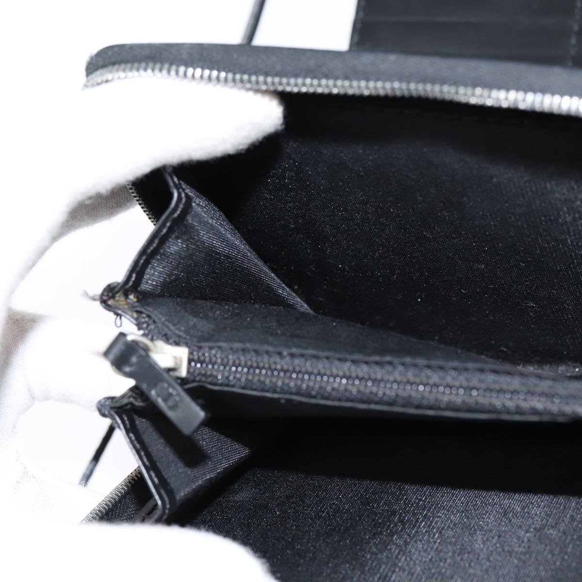 Christian Dior Trotter Canvas Wallet Shoulder Bag PVC Black Silver Auth bs30176