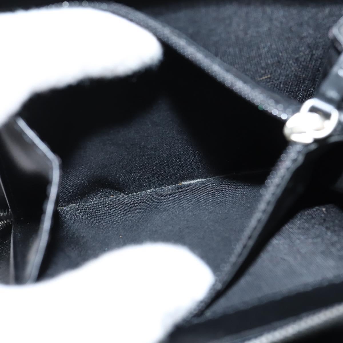 Christian Dior Trotter Canvas Wallet Shoulder Bag PVC Black Silver Auth bs30176