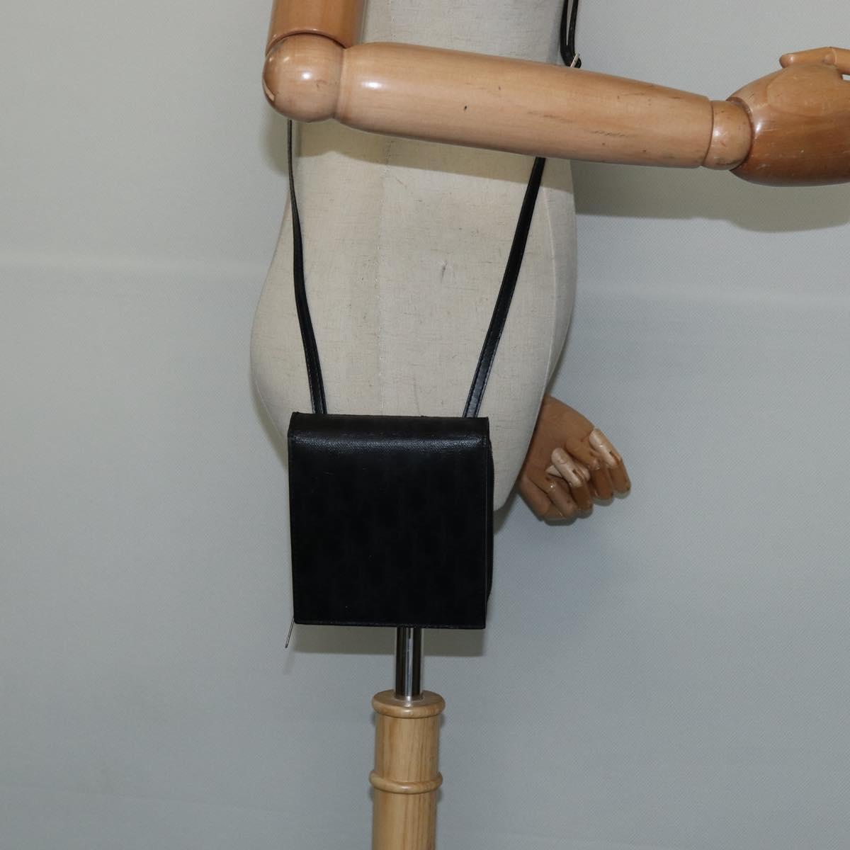 Christian Dior Trotter Canvas Wallet Shoulder Bag PVC Black Silver Auth bs30176