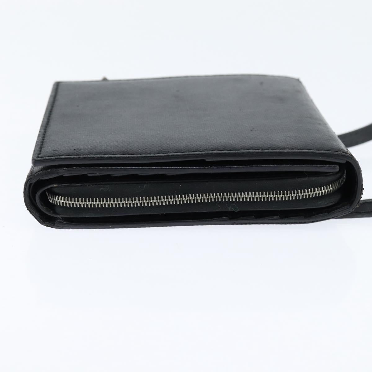 Christian Dior Trotter Canvas Wallet Shoulder Bag PVC Black Silver Auth bs30176