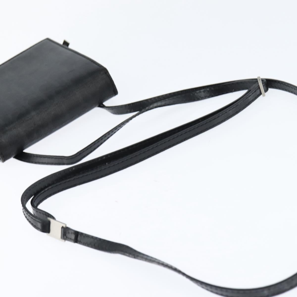 Christian Dior Trotter Canvas Wallet Shoulder Bag PVC Black Silver Auth bs30176