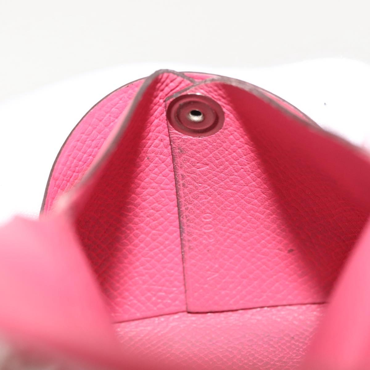 HERMES Bastia Coin Purse Leather Pink Silver Auth bs30177