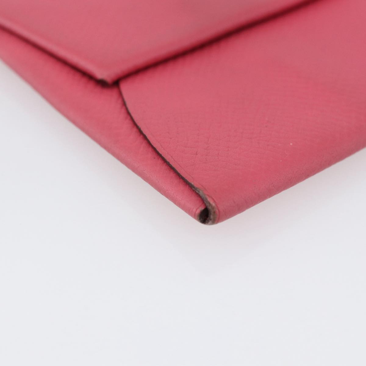 HERMES Bastia Coin Purse Leather Pink Silver Auth bs30177