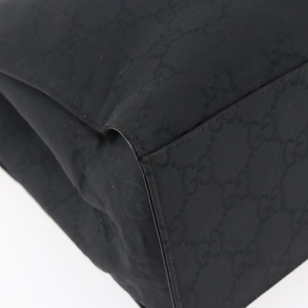 GUCCI GG Canvas Bamboo Hand Bag Nylon Black Silver 002 1015 Auth bs30178