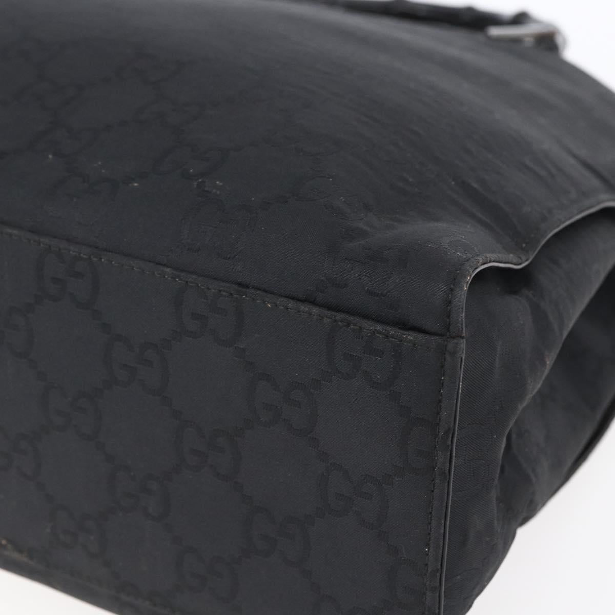 GUCCI GG Canvas Bamboo Hand Bag Nylon Black Silver 002 1015 Auth bs30178