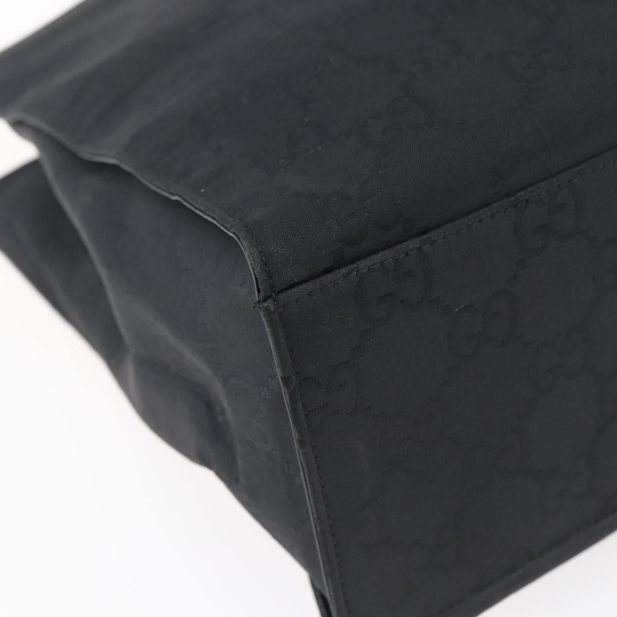 GUCCI GG Canvas Bamboo Hand Bag Nylon Black Silver 002 1015 Auth bs30178